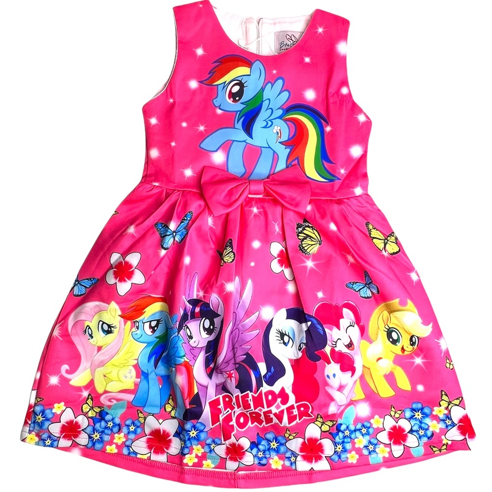 Hot Pink My Little Pony Friends Forever ALine Dress Rainbow Dash Unicorn bowtie